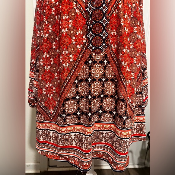 Fig & Flower Women’s Blouse 3/4 Sleeve Tie Keyhole Semi Sheer Boho Size 2X - Picture 12 of 16